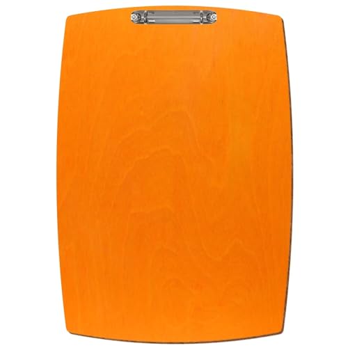 Bütic Holz Ringbuchbrett konvexe Form - für DIN A3 A4 A5 aus 3mm Birkensperrholz und mit widerstandsfähigem Klarlack versiegelt, Format:A3 hoch, Farbe:Orange von Bütic GmbH