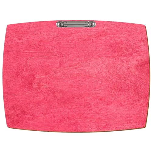 Bütic Holz Ringbuchbrett konvexe Form - für DIN A3 A4 A5 aus 3mm Birkensperrholz und mit widerstandsfähigem Klarlack versiegelt, Format:A3 quer, Farbe:Dunkelpink von Bütic GmbH