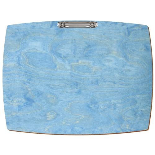 Bütic Holz Ringbuchbrett konvexe Form - für DIN A3 A4 A5 aus 3mm Birkensperrholz und mit widerstandsfähigem Klarlack versiegelt, Format:A3 quer, Farbe:Hellblau von Bütic GmbH