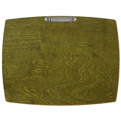 Bütic Holz Ringbuchbrett konvexe Form - für DIN A3 A4 A5 aus 3mm Birkensperrholz und mit widerstandsfähigem Klarlack versiegelt, Format:A3 quer, Farbe:Olivgrün von Bütic GmbH