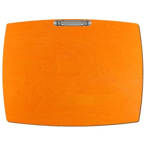 Bütic Holz Ringbuchbrett konvexe Form - für DIN A3 A4 A5 aus 3mm Birkensperrholz und mit widerstandsfähigem Klarlack versiegelt, Format:A3 quer, Farbe:Orange von Bütic GmbH