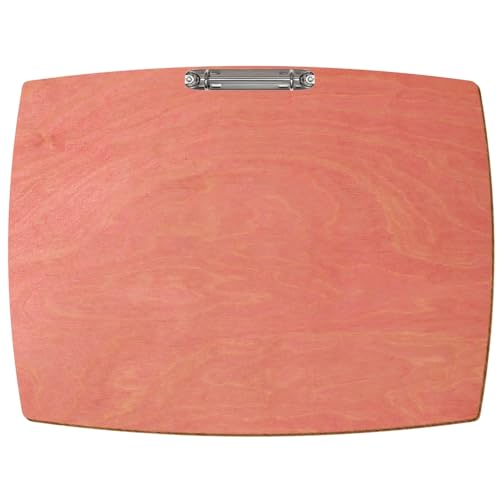 Bütic Holz Ringbuchbrett konvexe Form - für DIN A3 A4 A5 aus 3mm Birkensperrholz und mit widerstandsfähigem Klarlack versiegelt, Format:A3 quer, Farbe:Rosa von Bütic GmbH