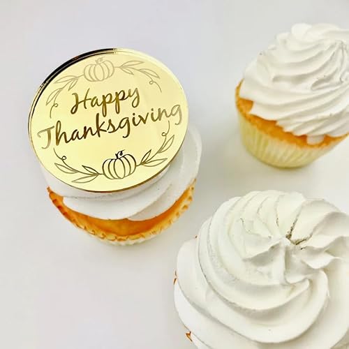 16 Stück Happy Thanksgiving Tortenaufsatz Spiegel Acryl Cupcake Topper, Ahornblatt-Form für Herbstthema Mini-Kuchendekoration Partyzubehör 16 Stück Happy Thanksgiving Tortenaufsatz Spiegel Acryl Cupcake Topper, Ahornblatt-Form für Herbstthema Mini-Kuchendekoration Partyzubehör von Bufeti