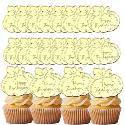 Cupcake-Topper aus Acryl, Motiv: Herbst-Ahornblatt, Kürbis, Spiegelscheibe, gravierte Kuchenspieße für Herbst, Erntedankfest, Kuchendekoration, 20 Stück Cupcake-Topper aus Acryl, Motiv: Herbst-Ahornblatt, Kürbis, Spiegelscheibe, gravierte Kuchenspieße für Herbst, Erntedankfest, Kuchendekoration, 20 Stück von Bufeti