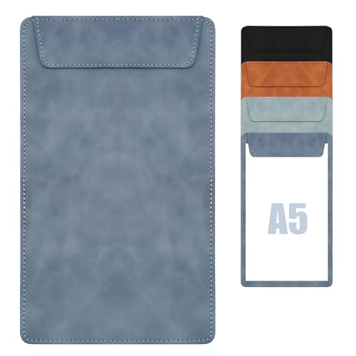 Buffmger Magnetisches Klemmbrett aus Wildleder, schmal, professionelles Schreibbrett mit sicherem Halt (Denim, A5, 25,4 x 15,2 cm) von Buffmger