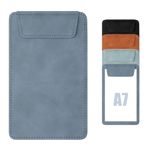 Buffmger Magnetisches Klemmbrett aus Wildleder, schmal, professionelles Schreibbrett mit sicherem Halt (Denim, A7, 16,3 x 10,2 cm) von Buffmger