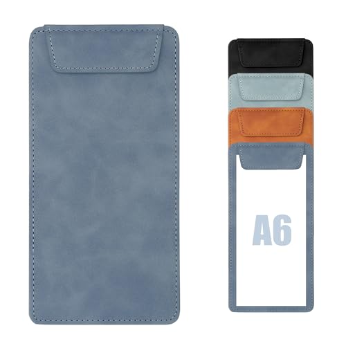 Buffmger Magnetisches Wildleder-Klemmbrett – schmale, professionelle Schreibtafel mit sicherem Halt (Denim, A6, 20,3 x 10,2 cm) von Buffmger