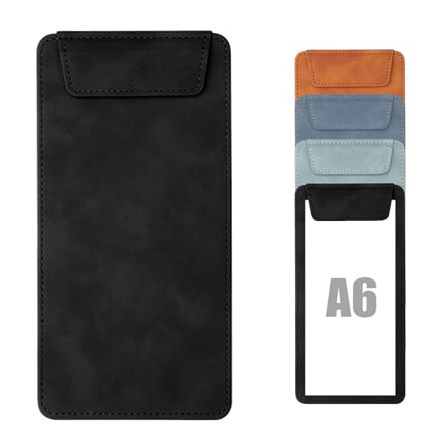 Buffmger Magnetisches Wildleder-Klemmbrett – schmale, professionelle Schreibtafel mit sicherem Halt (schwarz, A6, 20,3 x 10,2 cm) von Buffmger