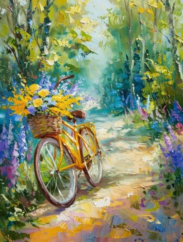 Malen Nach Zahlen Auto Malen Nach Zahlen Erwachsene mit Rahmen Landschaft Paint by Numbers Kreativ Set Mit 3 - Pinseln und Acrylfarbe Leinwand Kit für Geschenke und Home Haus Deko (40 X 50 cm) i-130 von Bugufen