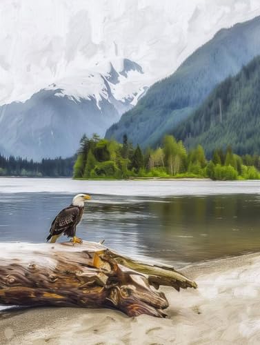 Malen Nach Zahlen Berg Paint by Numbers Tier Malen Nach Zahlen Kinder ab 7 8 9 10 jahre mädchen Handgemalt Ölgemälde Kreativ Set Mit 3 - Pinseln und Acrylfarbe Leinwand Kit 70 X 95cm (mit Rahmen) e-5Q von Bugufen