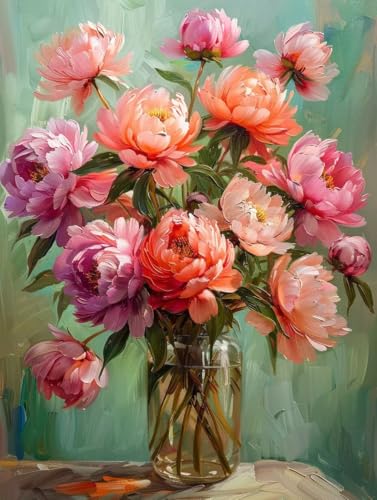 Malen Nach Zahlen Blume Malen Nach Zahlen Erwachsene mit Rahmen Rose Paint by Numbers Kreativ Set Mit 3 - Pinseln und Acrylfarbe Knitterfreie Leinwand Kit Home Haus Deko Geschenke (50 X 65 cm) k-14 von Bugufen