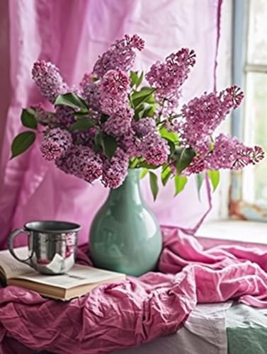 Malen Nach Zahlen Blume Malen Nach Zahlen Erwachsene mit Rahmen Tasse Paint by Numbers Kreativ Set Mit 3 - Pinseln und Acrylfarbe Knitterfreie Leinwand Kit Home Haus Deko Geschenke (60 X 80 cm) i-11F von Bugufen