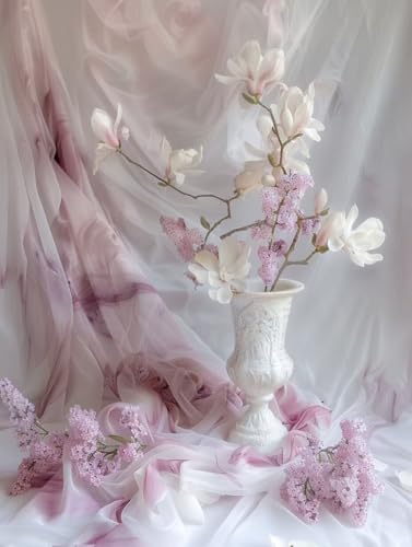 Malen Nach Zahlen Blume Malen Nach Zahlen Erwachsene mit Rahmen Vase Paint by Numbers Kreativ Set Mit 3 - Pinseln und Acrylfarbe Knitterfreie Leinwand Kit Home Haus Deko Geschenke (30 X 40 cm) l-16F von Bugufen