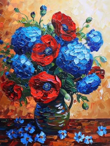Malen Nach Zahlen Blume Malen Nach Zahlen Erwachsene ohne Rahmen Blume Paint by Numbers Kreativ Set Mit 3 - Pinseln und Acrylfarbe Knitterfreie Leinwand Kit Home Haus Deko Geschenke (50 X 65 cm) j-21C von Bugufen