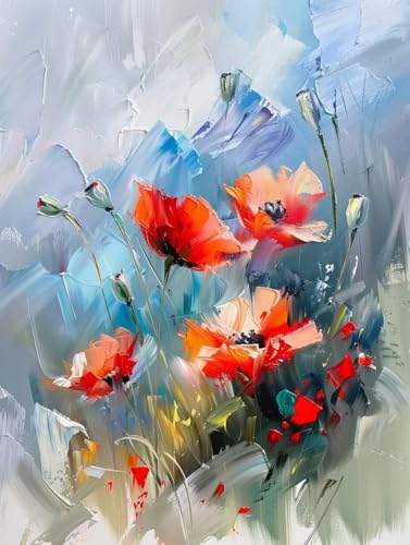 Malen Nach Zahlen Blume Malen Nach Zahlen Erwachsene ohne Rahmen Blume Paint by Numbers Kreativ Set Mit 3 - Pinseln und Acrylfarbe Knitterfreie Leinwand Kit Home Haus Deko Geschenke (60 X 80 cm) i-5O von Bugufen