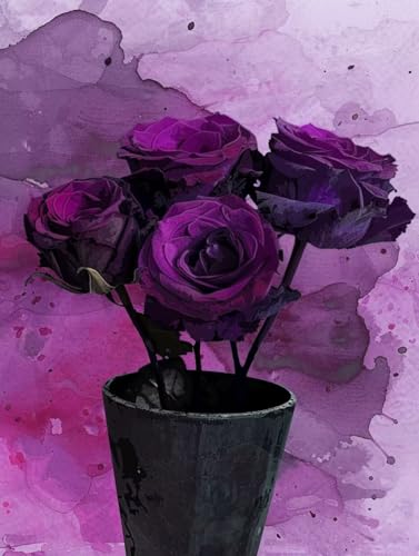 Malen Nach Zahlen Blume Malen Nach Zahlen Erwachsene ohne Rahmen Rose Paint by Numbers Kreativ Set Mit 3 - Pinseln und Acrylfarbe Knitterfreie Leinwand Kit Home Haus Deko Geschenke (100 X 135cm) k-20J von Bugufen