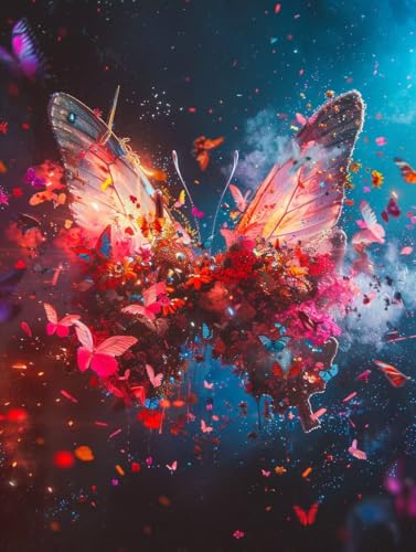 Malen Nach Zahlen Blume Malen Nach Zahlen Erwachsene ohne Rahmen Schmetterling Paint by Numbers Kreativ Set Mit 3 Pinseln und Acrylfarbe Leinwand Kit für Geschenke und Home Haus Deko (70X95cm) l-11F von Bugufen