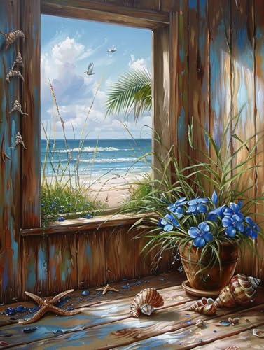 Malen Nach Zahlen Blume Paint by Numbers Landschaft Malen Nach Zahlen Kinder ab 7 8 9 10 jahre mädchen Handgemalt Ölgemälde Kreativ Set Mit 3 - Pinseln und Acrylfarbe 50 X 65 cm (mit Rahmen) s-12P von Bugufen