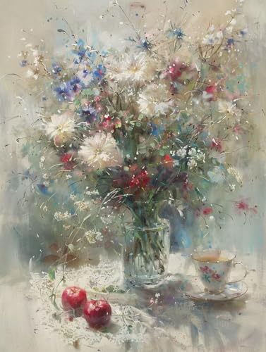 Malen Nach Zahlen Blume Paint by Numbers Obst Malen Nach Zahlen Kinder ab 7 8 9 10 jahre mädchen Handgemalt Ölgemälde Kreativ Set Mit 3 Pinseln und Acrylfarbe Leinwand Kit 40X50cm (ohne Rahmen) a-14P von Bugufen