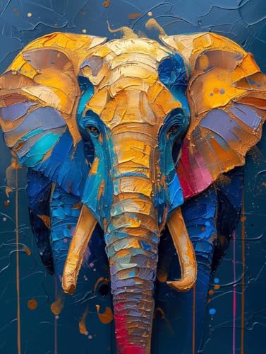 Malen Nach Zahlen Elefant Malen Nach Zahlen Erwachsene ohne Rahmen Tier Paint by Numbers Kreativ Set Mit 3 - Pinseln und Acrylfarbe Knitterfreie Leinwand Kit Home Haus Deko Geschenke (50 X 65cm) j-216 von Bugufen