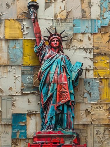 Malen Nach Zahlen Freiheitsstatue Paint by Numbers Landschaft Malen Nach Zahlen Kinder ab 8 9 10 jahre mädchen Handgemalt Ölgemälde Kreativ Set Mit 3 Pinseln und Acrylfarbe 60X80cm (mit Rahmen) e-210 von Bugufen