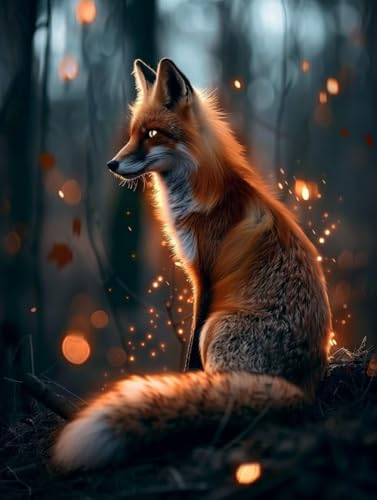 Malen Nach Zahlen Fuchs Paint by Numbers Tier Malen Nach Zahlen Kinder ab 7 8 9 10 jahre mädchen Handgemalt Ölgemälde Kreativ Set Mit 3 Pinseln und Acrylfarbe Leinwand Kit 70X95cm (mit Rahmen) a-58 von Bugufen