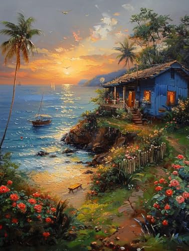 Malen Nach Zahlen Landschaft Malen Nach Zahlen Erwachsene mit Rahmen Blume Paint by Numbers Kreativ Set Mit 3 - Pinseln und Acrylfarbe Leinwand Kit für Geschenke und Home Haus Deko (100 X 135 cm) i-26 von Bugufen