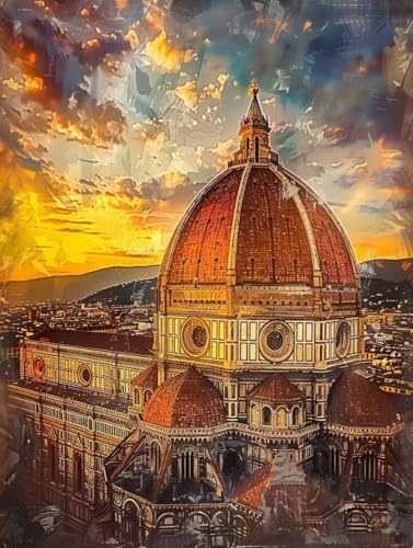 Malen Nach Zahlen Landschaft Malen Nach Zahlen Erwachsene mit Rahmen Kirche Paint by Numbers Kreativ Set Mit 3 Pinseln und Acrylfarbe Leinwand Kit für Geschenke und Home Haus Deko (100X135cm) l-17N von Bugufen