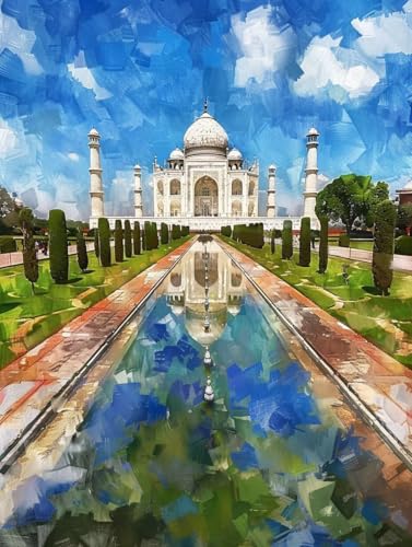 Malen Nach Zahlen Landschaft Malen Nach Zahlen Erwachsene mit Rahmen Moschee Paint by Numbers Kreativ Set Mit 3 - Pinseln und Acrylfarbe Leinwand Kit für Geschenke und Home Haus Deko (60 X 80 cm) l-4E von Bugufen