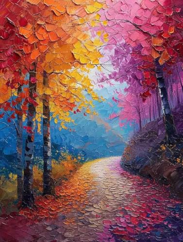 Malen Nach Zahlen Landschaft Malen Nach Zahlen Erwachsene ohne Rahmen Baum Paint by Numbers Kreativ Set Mit 3 - Pinseln und Acrylfarbe Leinwand Kit für Geschenke und Home Haus Deko (30 X 40 cm) i-11M von Bugufen