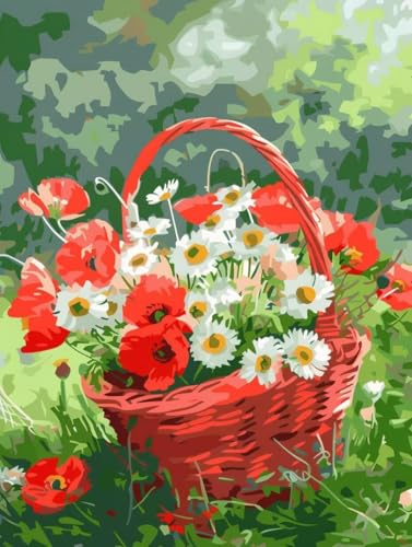 Malen Nach Zahlen Landschaft Paint by Numbers Blume Malen Nach Zahlen Kinder ab 7 8 9 10 jahre mädchen Handgemalt Ölgemälde Kreativ Set Mit 3 - Pinseln und Acrylfarbe 70 X 95 cm (mit Rahmen) s-91 von Bugufen