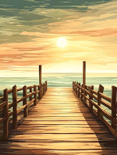 Malen Nach Zahlen Landschaft Paint by Numbers Brücke Malen Nach Zahlen Kinder ab 7 8 9 10 jahre mädchen Handgemalt Ölgemälde Kreativ Set Mit 3 - Pinseln und Acrylfarbe Kit 100x135cm (mit Rahmen) -g196 von Bugufen