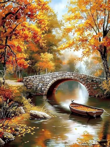 Malen Nach Zahlen Landschaft Paint by Numbers Herbst Malen Nach Zahlen Kinder ab 7 8 9 10 jahre mädchen Handgemalt Ölgemälde Kreativ Set Mit 3 - Pinseln und Acrylfarbe 100 X 135 cm (mit Rahmen) a-83 von Bugufen