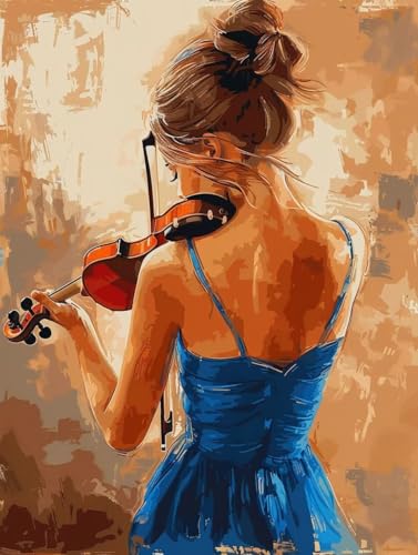 Malen Nach Zahlen Mädchen Malen Nach Zahlen Erwachsene ohne Rahmen Violine Paint by Numbers Kreativ Set Mit 3 - Pinseln und Acrylfarbe Leinwand Kit für Geschenke und Home Haus Deko (100 X 135cm) k-12J von Bugufen