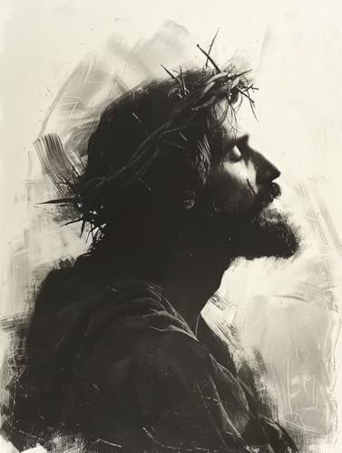 Malen Nach Zahlen Mann Paint by Numbers Jesus Malen Nach Zahlen Kinder ab 7 8 9 10 jahre mädchen Handgemalt Ölgemälde Kreativ Set Mit 3 Pinseln und Acrylfarbe Leinwand Kit 50X65cm (mit Rahmen) a-3E von Bugufen