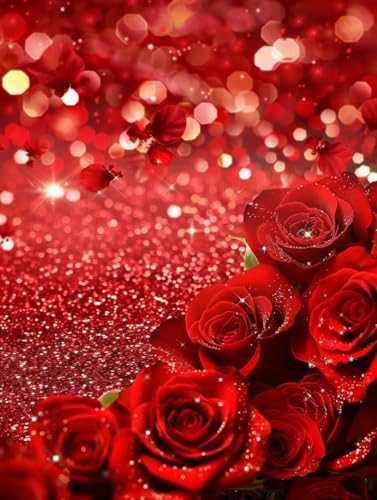 Malen Nach Zahlen Rote Rose Malen Nach Zahlen Erwachsene mit Rahmen Blume Paint by Numbers Kreativ Set Mit 3 - Pinseln und Acrylfarbe Leinwand Kit für Geschenke und Home Haus Deko (70 X 95 cm) i-3V von Bugufen