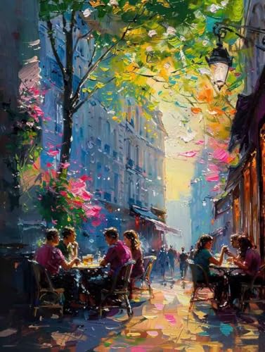 Malen Nach Zahlen Stadt Malen Nach Zahlen Erwachsene ohne Rahmen Straße Paint by Numbers Kreativ Set Mit 3 - Pinseln und Acrylfarbe Knitterfreie Leinwand Kit Home Haus Deko Geschenke (70 X 95cm) j-197 von Bugufen