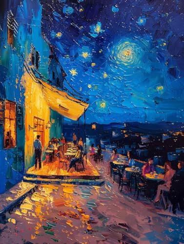 Malen Nach Zahlen Sternenhimmel Malen Nach Zahlen Erwachsene ohne Rahmen Landschaft Paint by Numbers Kreativ Set Mit 3 - Pinseln und Acrylfarbe Leinwand Kit Home Haus Deko Geschenke (60 X 80 cm) j-1L von Bugufen