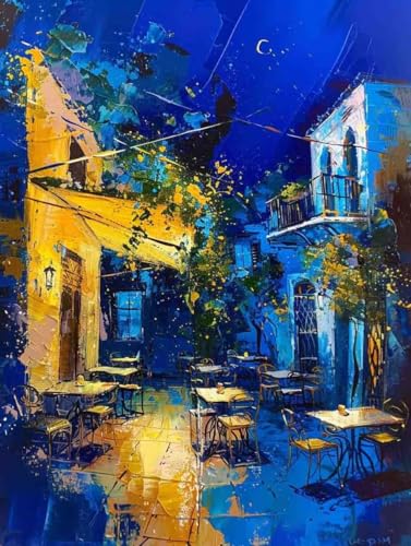 Malen Nach Zahlen Straße Malen Nach Zahlen Erwachsene mit Rahmen Stadt Paint by Numbers Kreativ Set Mit 3 - Pinseln und Acrylfarbe Knitterfreie Leinwand Kit Home Haus Deko Geschenke (60 X 80 cm) k-118 von Bugufen