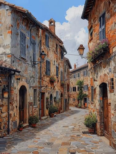 Malen Nach Zahlen Straße Malen Nach Zahlen Erwachsene ohne Rahmen Stadt Paint by Numbers Kreativ Set Mit 3 - Pinseln und Acrylfarbe Knitterfreie Leinwand Kit Home Haus Deko Geschenke (30 X 40cm) j-159 von Bugufen