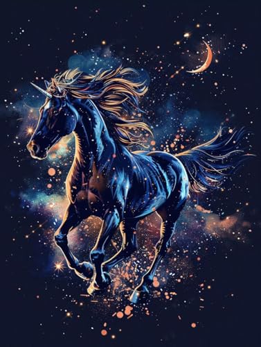 Malen Nach Zahlen Tier Malen Nach Zahlen Erwachsene mit Rahmen Sternenhimmel Paint by Numbers Mit 3 Pinseln und Acrylfarbe Knitterfreie Leinwand Kit für Geschenke und Home Haus Deko 70 x 95 cm -j486 von Bugufen