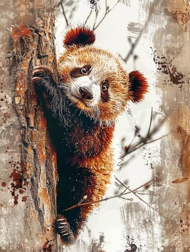 Malen Nach Zahlen Tier Malen Nach Zahlen Erwachsene ohne Rahmen Panda Paint by Numbers Kreativ Set Mit 3 - Pinseln und Acrylfarbe Knitterfreie Leinwand Kit Home Haus Deko Geschenke (100 X 135 cm) l-3D von Bugufen