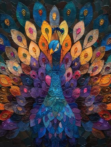 Malen Nach Zahlen Tier Malen Nach Zahlen Erwachsene ohne Rahmen Pfau Paint by Numbers Kreativ Set Mit 3 - Pinseln und Acrylfarbe Knitterfreie Leinwand Kit Home Haus Deko Geschenke (70 X 95 cm) i-19X von Bugufen