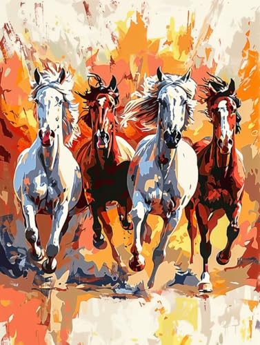 Malen Nach Zahlen Tier Malen Nach Zahlen Erwachsene ohne Rahmen Pferd Paint by Numbers Kreativ Set Mit 3 - Pinseln und Acrylfarbe Knitterfreie Leinwand Kit Home Haus Deko Geschenke (60 X 80 cm) j-148 von Bugufen