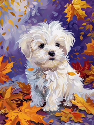 Malen Nach Zahlen Tier Paint by Numbers Hund Malen Nach Zahlen Kinder ab 7 8 9 10 jahre mädchen Handgemalt Ölgemälde Kreativ Set Mit 3 Pinseln und Acrylfarbe Leinwand Kit 50X65cm (mit Rahmen) a-20J von Bugufen