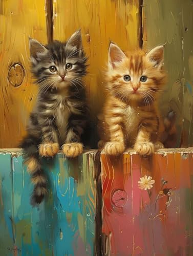 Malen Nach Zahlen Tier Paint by Numbers Katze Malen Nach Zahlen Kinder ab 7 8 9 10 jahre mädchen Handgemalt Ölgemälde Kreativ Set Mit 3 Pinseln und Acrylfarbe Leinwand Kit 30X40cm (mit Rahmen) s-141 von Bugufen