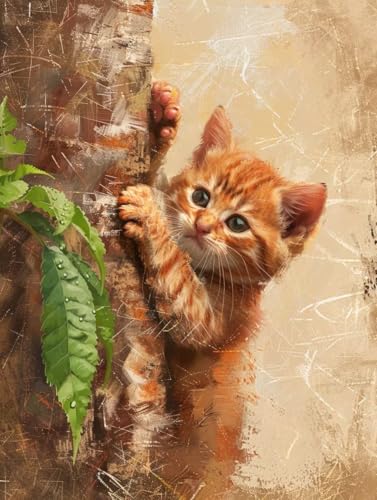 Malen Nach Zahlen Tier Paint by Numbers Katze Malen Nach Zahlen Kinder ab 7 8 9 10 jahre mädchen Handgemalt Ölgemälde Kreativ Set Mit 3 Pinseln und Acrylfarbe Leinwand Kit 40X50cm (mit Rahmen) a-87 von Bugufen
