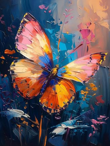Malen Nach Zahlen Tier Paint by Numbers Schmetterling Malen Nach Zahlen Kinder ab 7 8 9 10 jahre mädchen Handgemalt Ölgemälde Kreativ Set Mit 3 - Pinseln und Acrylfarbe 60 X 80 cm (mit Rahmen) e-213 von Bugufen