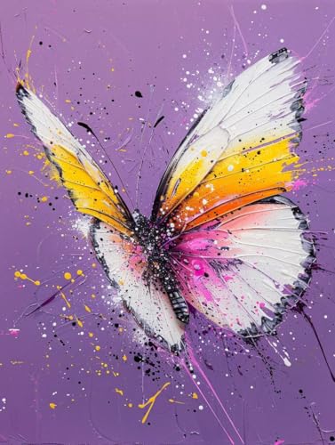 Malen Nach Zahlen Tier Paint by Numbers Schmetterling Malen Nach Zahlen Kinder ab 7 8 9 10 jahre mädchen Handgemalt Ölgemälde Kreativ Set Mit 3 - Pinseln und Acrylfarbe 70 X 95 cm (ohne Rahmen) s-135 von Bugufen
