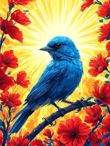 Malen Nach Zahlen Vogel Paint by Numbers Blume Malen Nach Zahlen Kinder ab 8 9 10 jahre mädchen Handgemalt Ölgemälde Mit 3 Pinseln und Acrylfarbe Knitterfreie Leinwand Kit 30x40cm (ohne Rahmen) -e426 von Bugufen